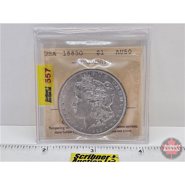 USA Morgan Dollar 1885O (ICCS Cert : AU50)