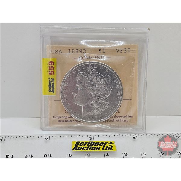 USA Morgan Dollar 1889O (ICCS Cert : VF30)