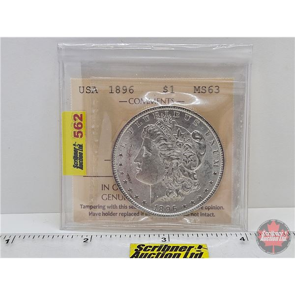 USA Morgan Dollar 1896 (ICCS Cert : MS63)
