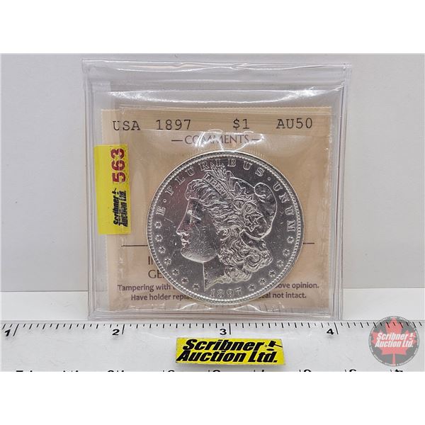 USA Morgan Dollar 1897 (ICCS Cert : AU50)