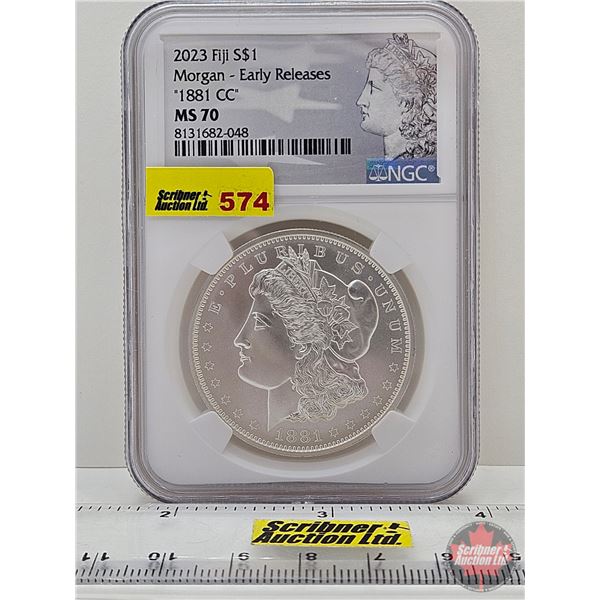 FIJI 2023 Morgan ~ Early Releases : 1881CC (1oz .999 Fine Silver) (NGC Cert: MS70) (GST Exempt)