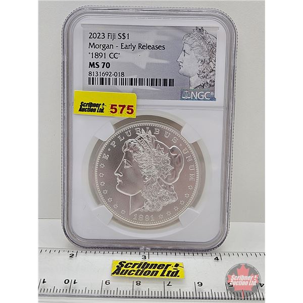 FIJI 2023 Morgan ~ Early Releases : 1891CC (1oz .999 Fine Silver) (NGC Cert: MS70) (GST Exempt)