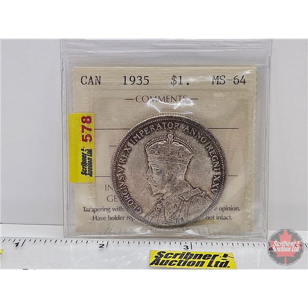 Canada One Dollar 1935 (ICCS Cert : MS-64)