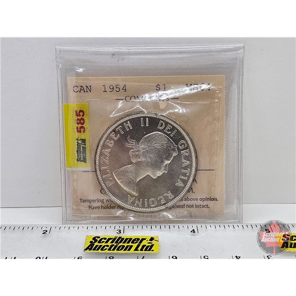 Canada One Dollar 1954 SWL (ICCS Cert : MS64)