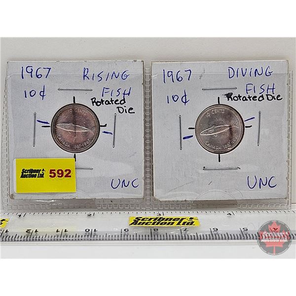 Canada (2) Ten Cent 1867-1967 (Consignor Tag: Rotated Die)