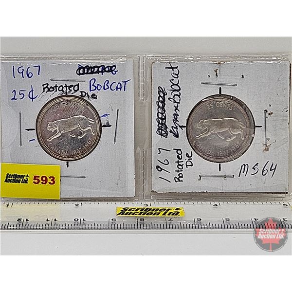 Canada (2) Twenty-Five Cent 1867-1967 (Consignor Tag: Rotated Die)