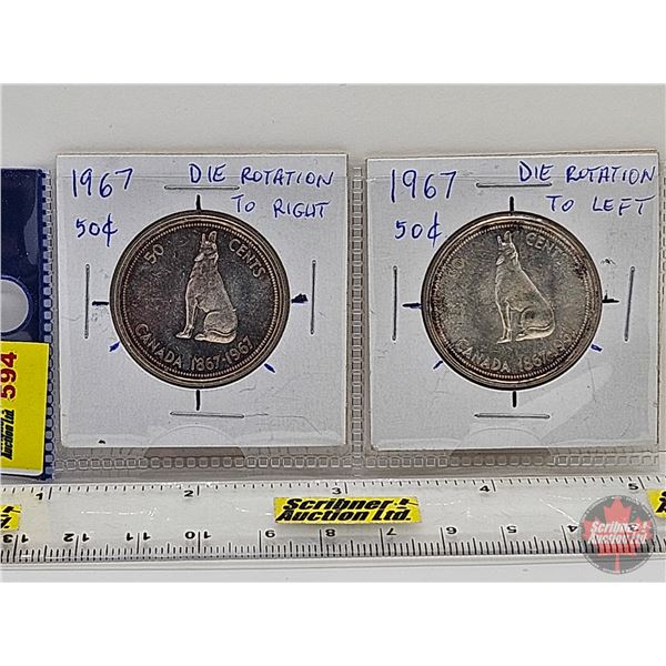 Canada (2) Fifty-Five Cent 1867-1967 (Consignor Tag: Rotated Die)
