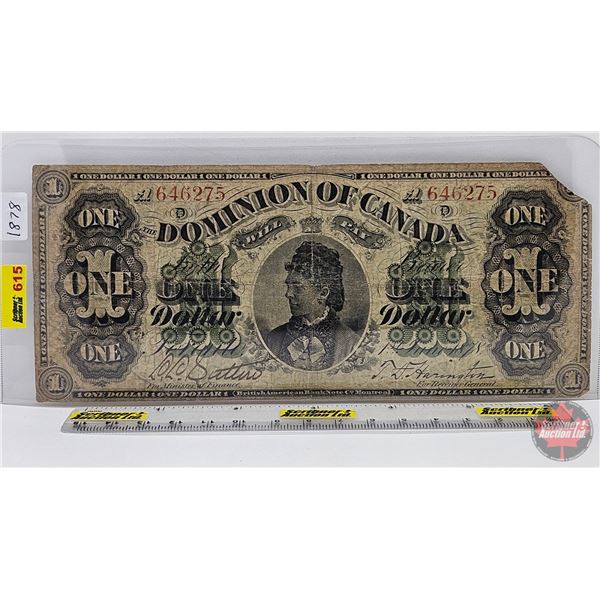 Dominion of Canada $1 Bill 1878 : Lettered Border : Harrington #A646275