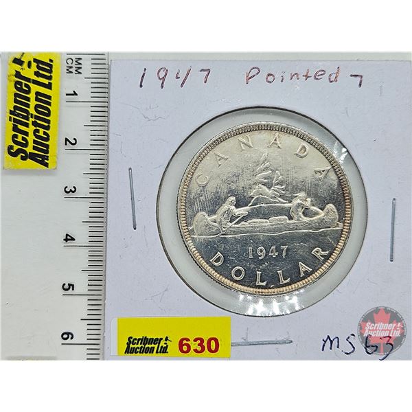 Canada One Dollar 1947 Pointed 7