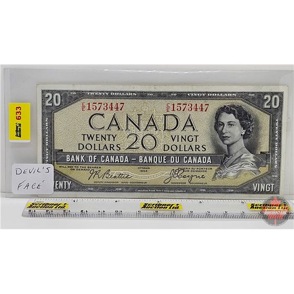 Canada $20 Bill 1954DF "Devil's Face" : Beattie/Coyne #EE1573447