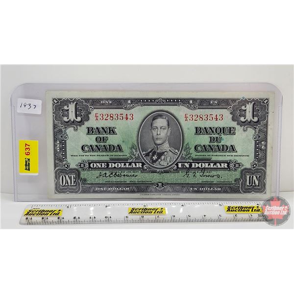 Bank of Canada $1 Bill 1937 : Osbourne/Towers #EA3283543