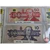 Image 3 : Canada Bills ~ Bird Series Collector Combo (6): - $100 Bill 1988 : Bonin/Thiessen #BJH4601306 - $50
