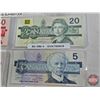 Image 4 : Canada Bills ~ Bird Series Collector Combo (6): - $100 Bill 1988 : Bonin/Thiessen #BJH4601306 - $50