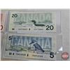 Image 9 : Canada Bills ~ Bird Series Collector Combo (6): - $100 Bill 1988 : Bonin/Thiessen #BJH4601306 - $50