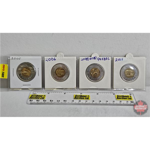 Canada $2 : Toonies (4) : 2005; 2006; 2008 Quebec City; 2011