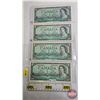 Image 1 : Canada $1 Bills 1954 (4): - Beattie/Coyne #AM1501529 - Beattie/Rasminsky #RY2401894 - Bouey/Rasminsk