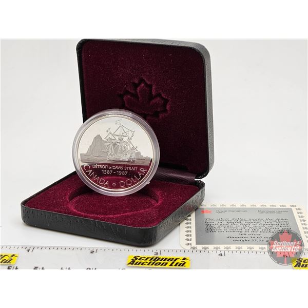 RCM Canada 1987 Silver Dollar : Detroit de Davis Strait (Black Case)