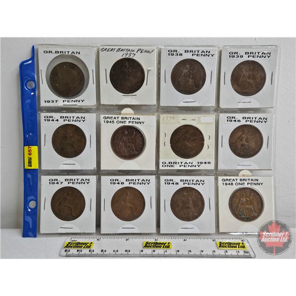 Great Britain Penny (12) : 1937; 1937; 1938; 1939; 1944; 1945; 1946; 1946; 1947; 1948; 1948; 1948