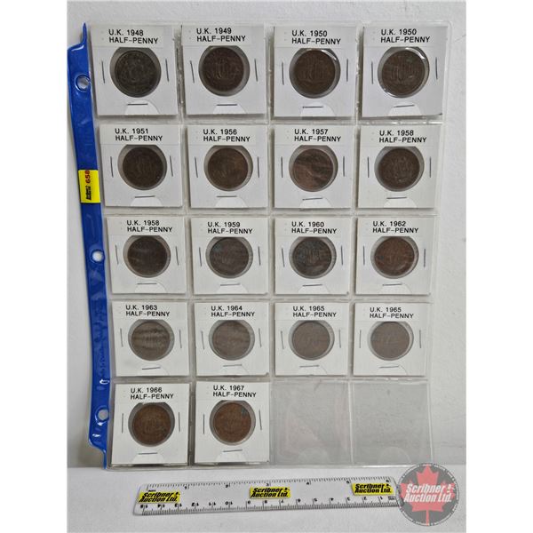 UK Half Penny (18) : 1948; 1949; 1950; 1950; 1951; 1956; 1957; 1958; 1958; 1959; 1960; 1962; 1963; 1