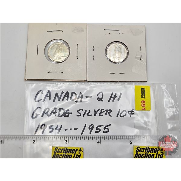 Canada Ten Cent (2): 1954; 1955