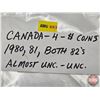 Image 7 : Canada One Dollar (4): 1980; 1981; 1982; 1982 Confederation