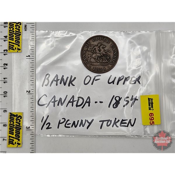 Bank of Upper Canada 1854 Bank Token Half Penny