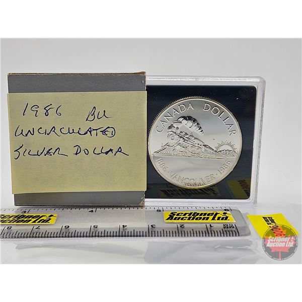 RCM Canada 1886-1986 Transcontinental Railroad/Vancouver Centennial : Uncirculated Silver Dollar