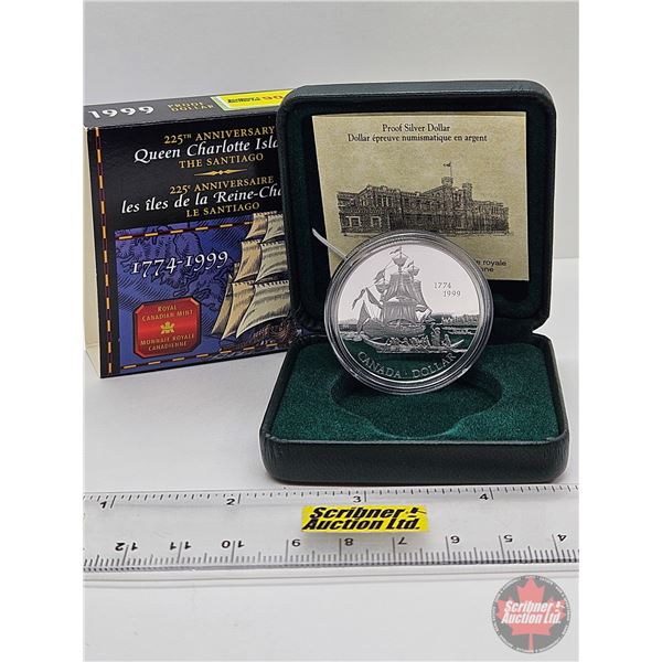 RCM Canada 1999 Proof Silver Dollar : 225th Anniversary Queen Charlotte Islands The Santiago 1774-19