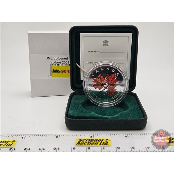 RCM 2001 Canadian $5 Coloured Silver Maple Leaf Autumn : 1oz Fine Silver Coin (COA not Issued) (.999