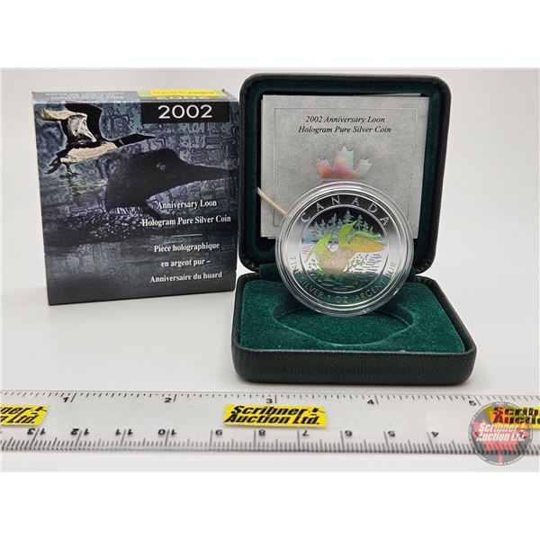 RCM Canada 2002 Anniversary Loon : Hologram Pure Silver Coin (COA #04216) (99.99%) (GST Exempt)