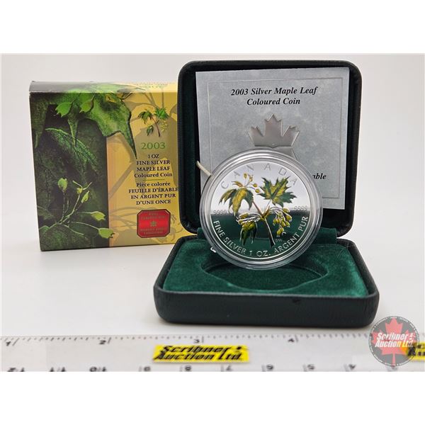 RCM Canada 2003 : 1oz Fine Silver Maple Leaf Coloured Coin (COA #26222) (99.99%) (GST Exempt)