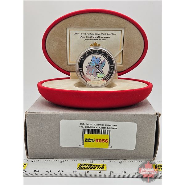 RCM 2003 : Good Fortune Hologram Silver Maple Leaf $5 Coin : Fine Silver (COA #02061) (99.99%) (GST 