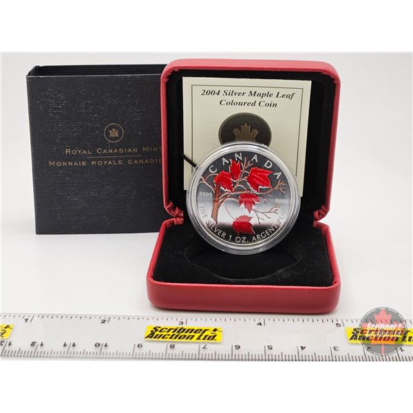 RCM Canada 2004 Silver Maple Leaf Coloured Five Dollar 1oz Fine Silver Coin (COA #16233) (99.99%) (G