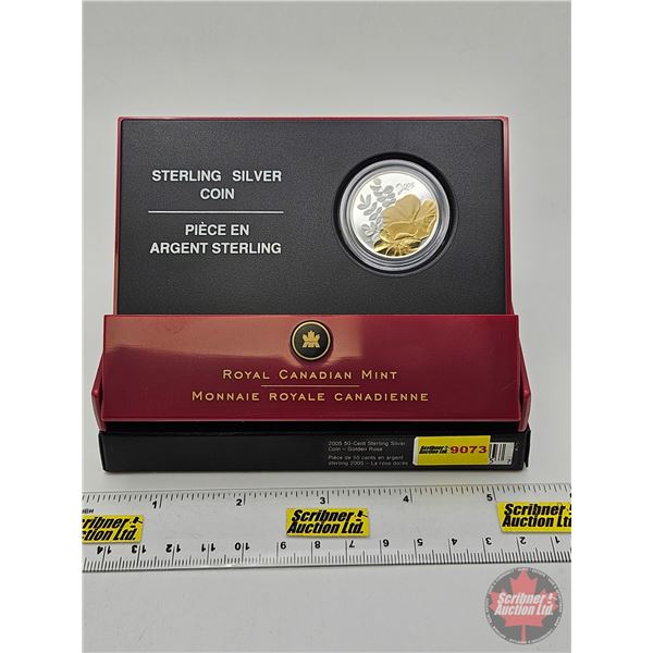 RCM Canada 2005 Fifty-Cent Sterling Silver Coin : Golden Rose (COA #19223) (92.5%)