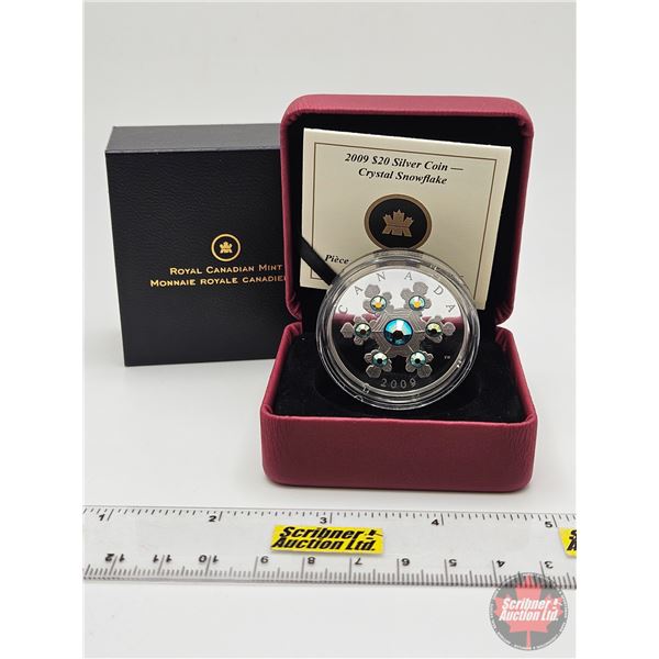RCM Canada 2009 $20 Silver Coin : Crystal Snowflake (COA #10681 : 99.99% : Swarovski Elements) (GST 