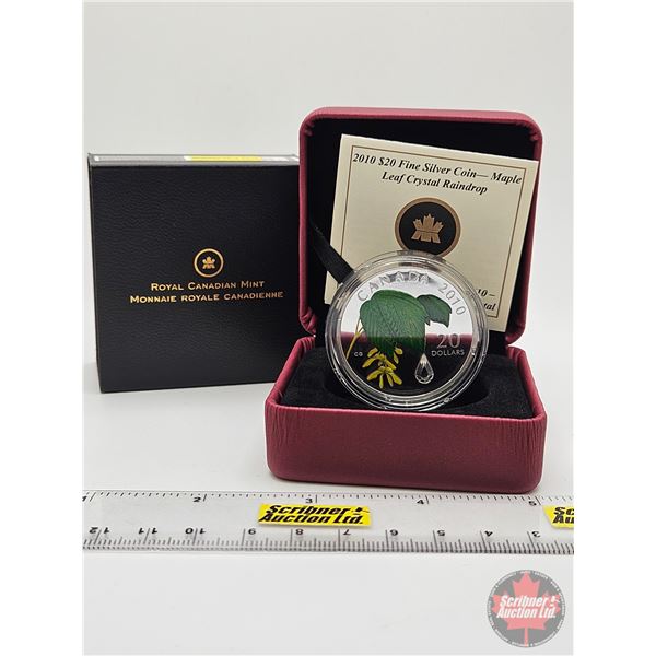 RCM Canada 2010 : $20 Fine Silver Coin : Maple Leaf Crystal Raindrop (COA #06739) Swarovski Elements