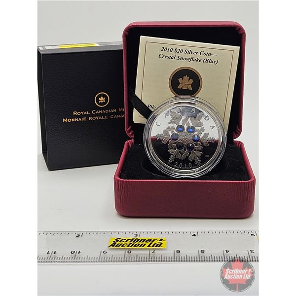 RCM Canada 2010 : $20 Silver Coin : Blue Crystal Snowflake (COA #3720) (Swarovski Elements) (99.99%)