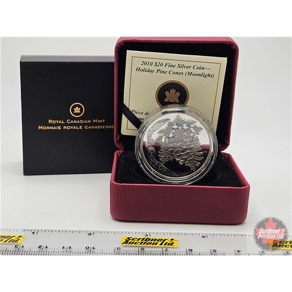 RCM Canada 2010 : $20 Fine Silver Coin : Holiday Pine Cones : Moonlight (COA #4150) (Swarovski Eleme