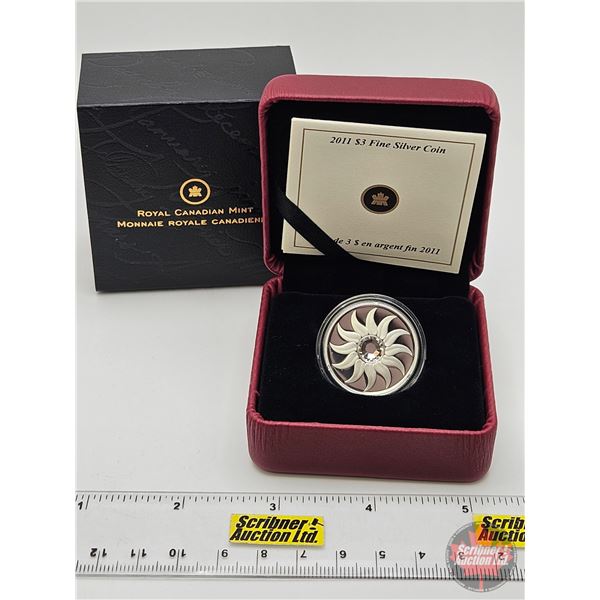 RCM Canada 2011 $3 Fine Silver Coin : Birthstone : April (COA : 99.99%) Swarovski Element (GST Exemp