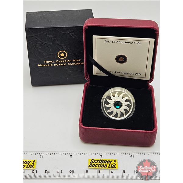 RCM Canada 2011 $3 Fine Silver Coin : Birthstone : May (COA : 99.99%) Swarovski Element (GST Exempt)
