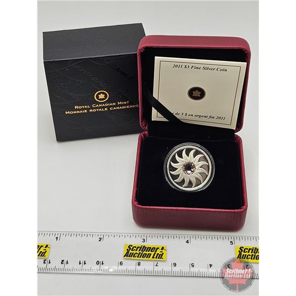 RCM Canada 2011 $3 Fine Silver Coin : Birthstone : June (COA : 99.99%) Swarovski Element (GST Exempt