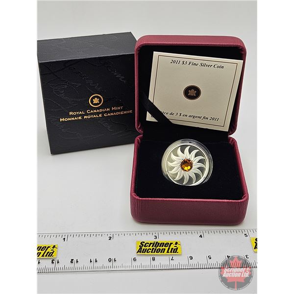 RCM Canada 2011 $3 Fine Silver Coin : Birthstone : November (COA : 99.99%) Swarovski Element (GST Ex