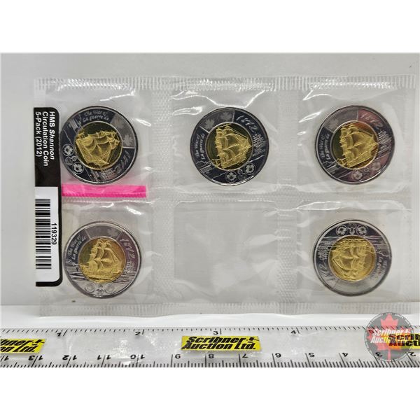 RCM Canada 2012 Toonies : HMS Shannon Circulation Coin : 5-Pack (Consignor Tag: Double Die Obverse)