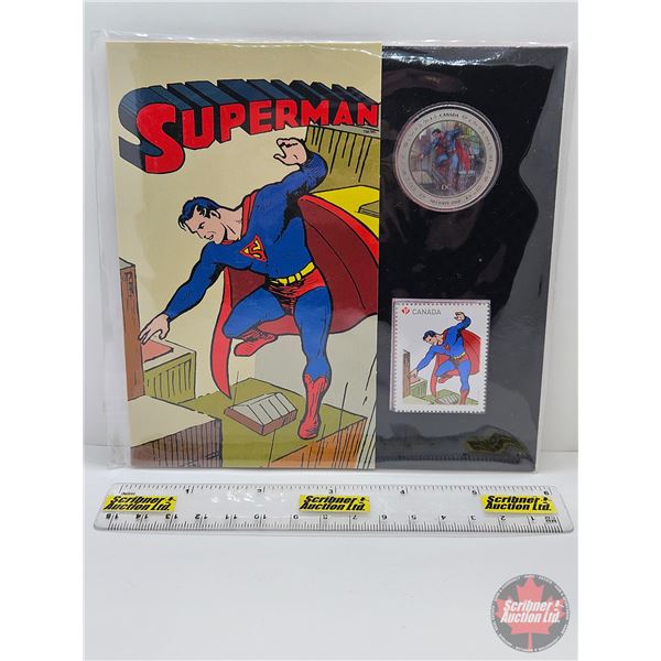 RCM Canada 2013 Fifty-Cent : 75th Anniversary of Superman™: Secret Origins : Coin and Stamp