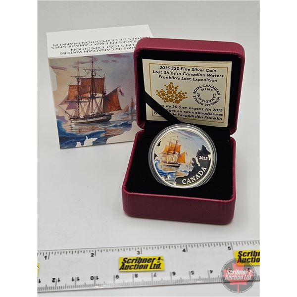 RCM Canada 2015 : $20 Fine Silver Coin : Lost Ships in Canadian Waters : Franklin's Lost Expedition 
