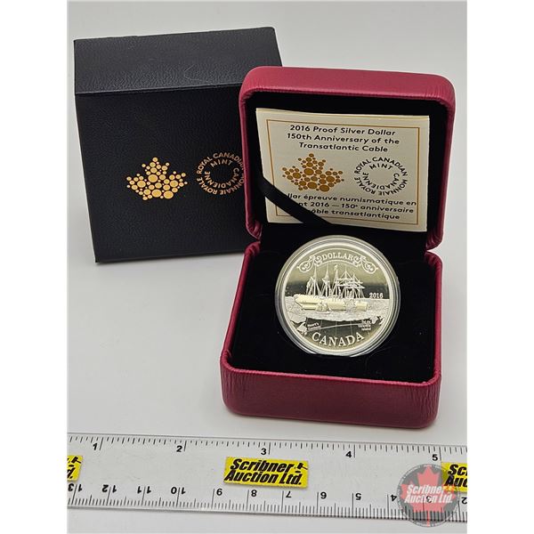 RCM Canada 2016 : Proof Silver Dollar : 150th Anniversary of the Transatlantic Cable (COA #02656) (9