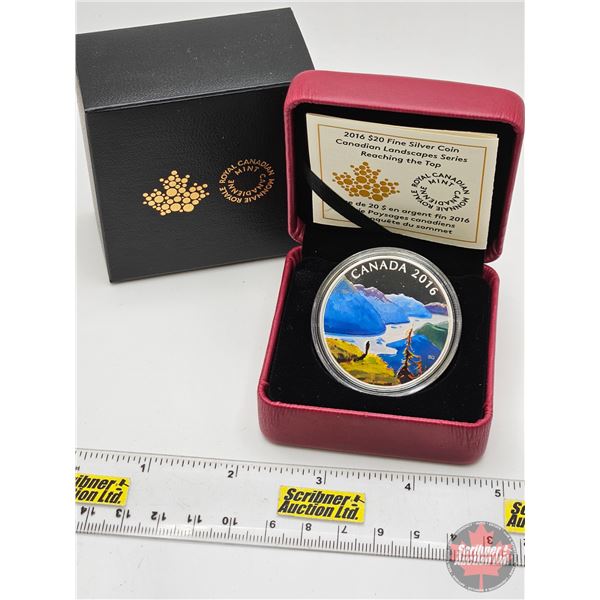 RCM Canada 2016 $20 Fine Silver Coin : Canadian Landscapes Series : Reaching the Top (COA #0049) (99