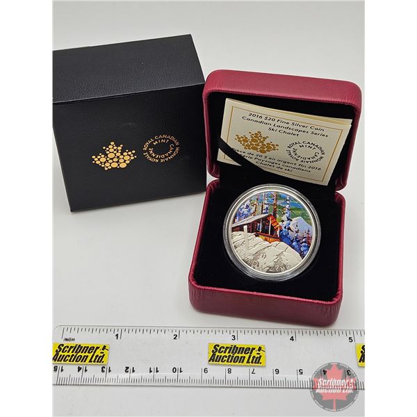 RCM Canada 2016 $20 Fine Silver Coin : Canadian Landscapes Series : Ski Chalet (COA #2148) (99.99%) 