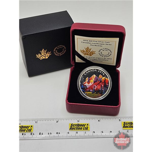 RCM Canada 2016 $20 Fine Silver Coin : Canadian Landscapes Series : The Rockies (COA #0863) (99.99%)