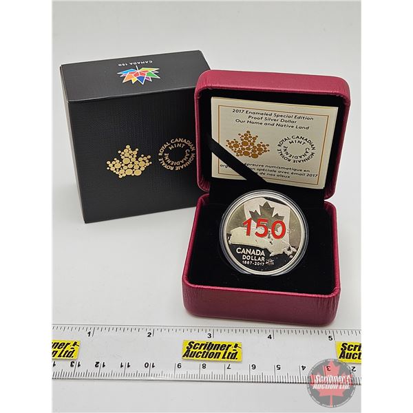 RCM Canada 2017 Enameled Special Edition : Proof Silver Dollar : Our Home and Native Land (COA #0223